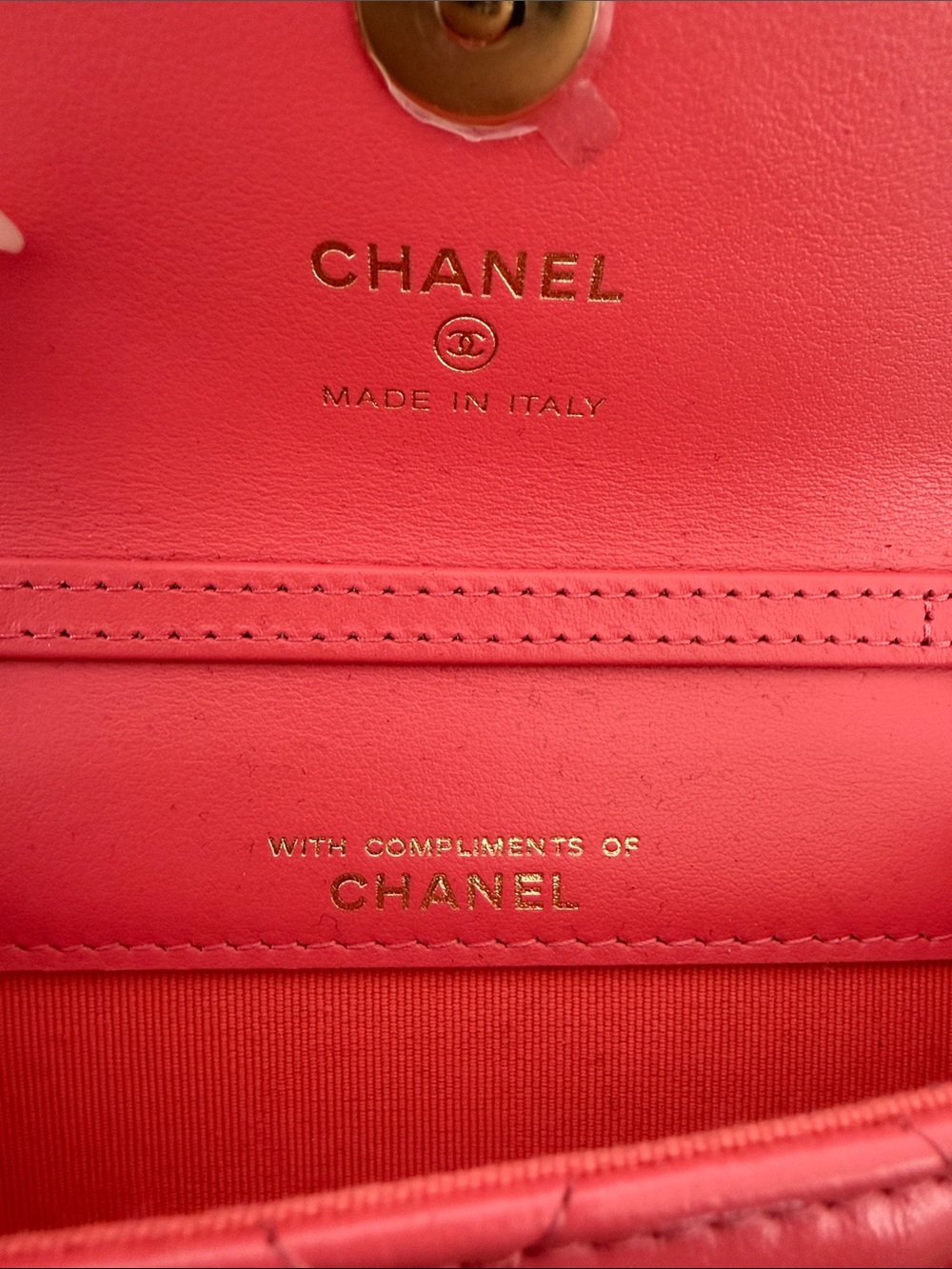 CHANEL Red Pink Quilted Mini Gold Chain Crossbody - Picture 10 of 15